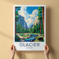 Glacier National Park Poster - Majestic Mountain Wall Art & Wildlife