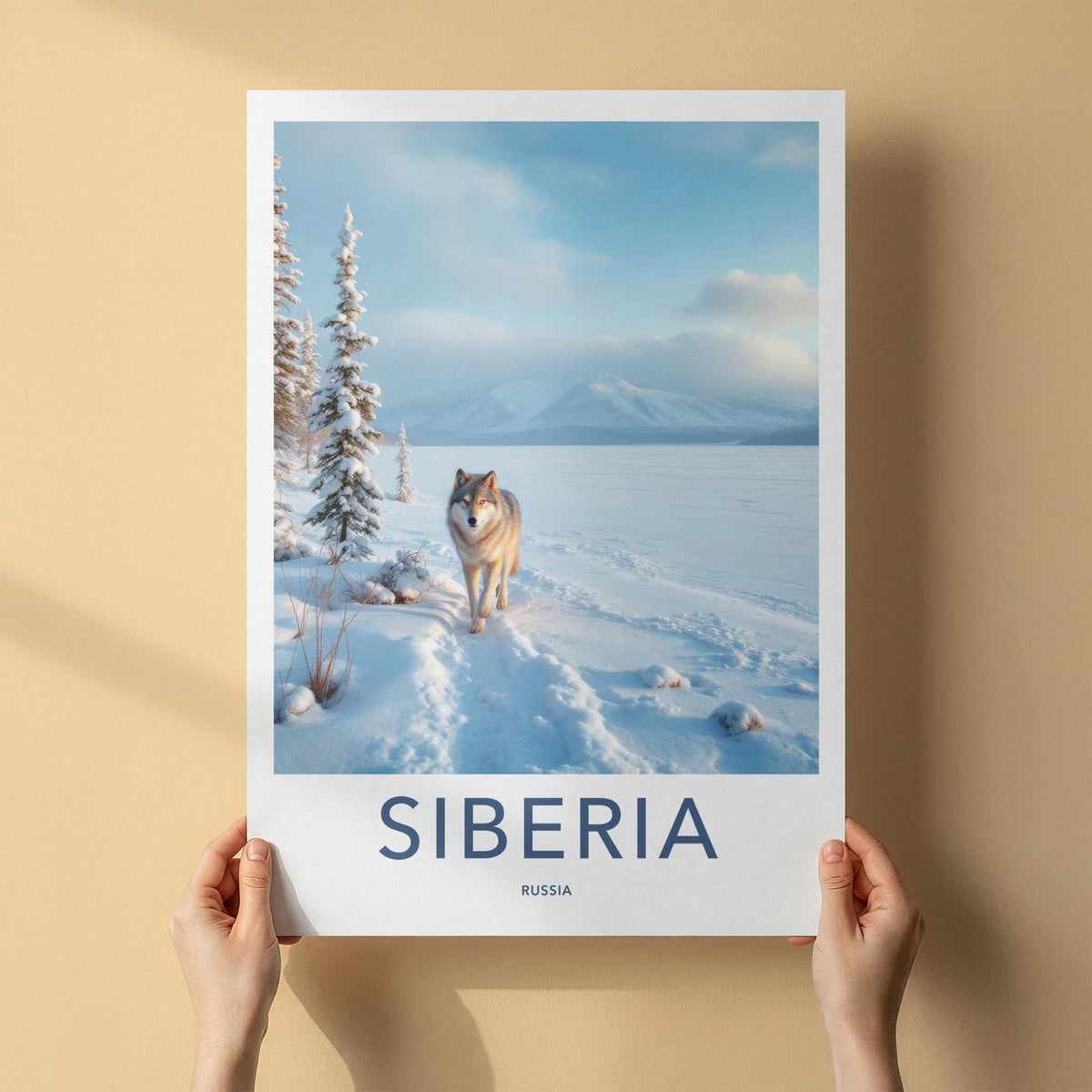 Siberia Poster - Winter Landscape Art With Majestic Forest & Wolf