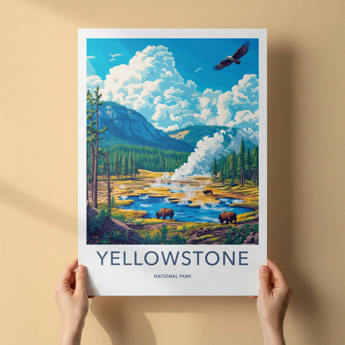Yellowstone National Park Poster - Scenic Wall Art with Bison