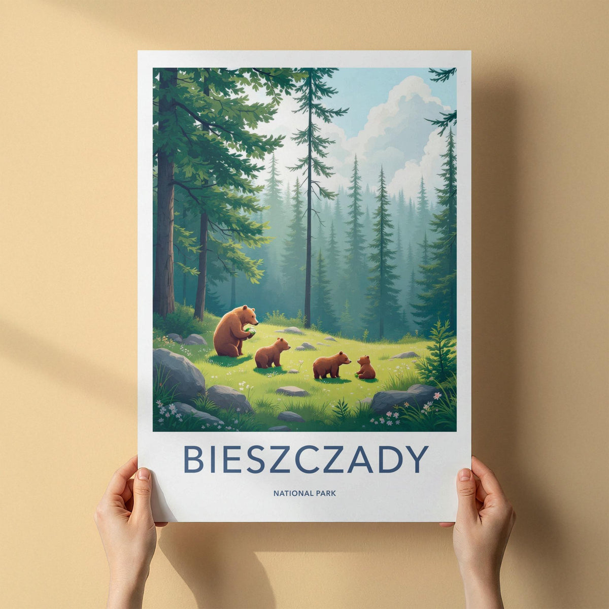 Bieszczady National Park Poster - Rustic Cabin Decor with Mountain