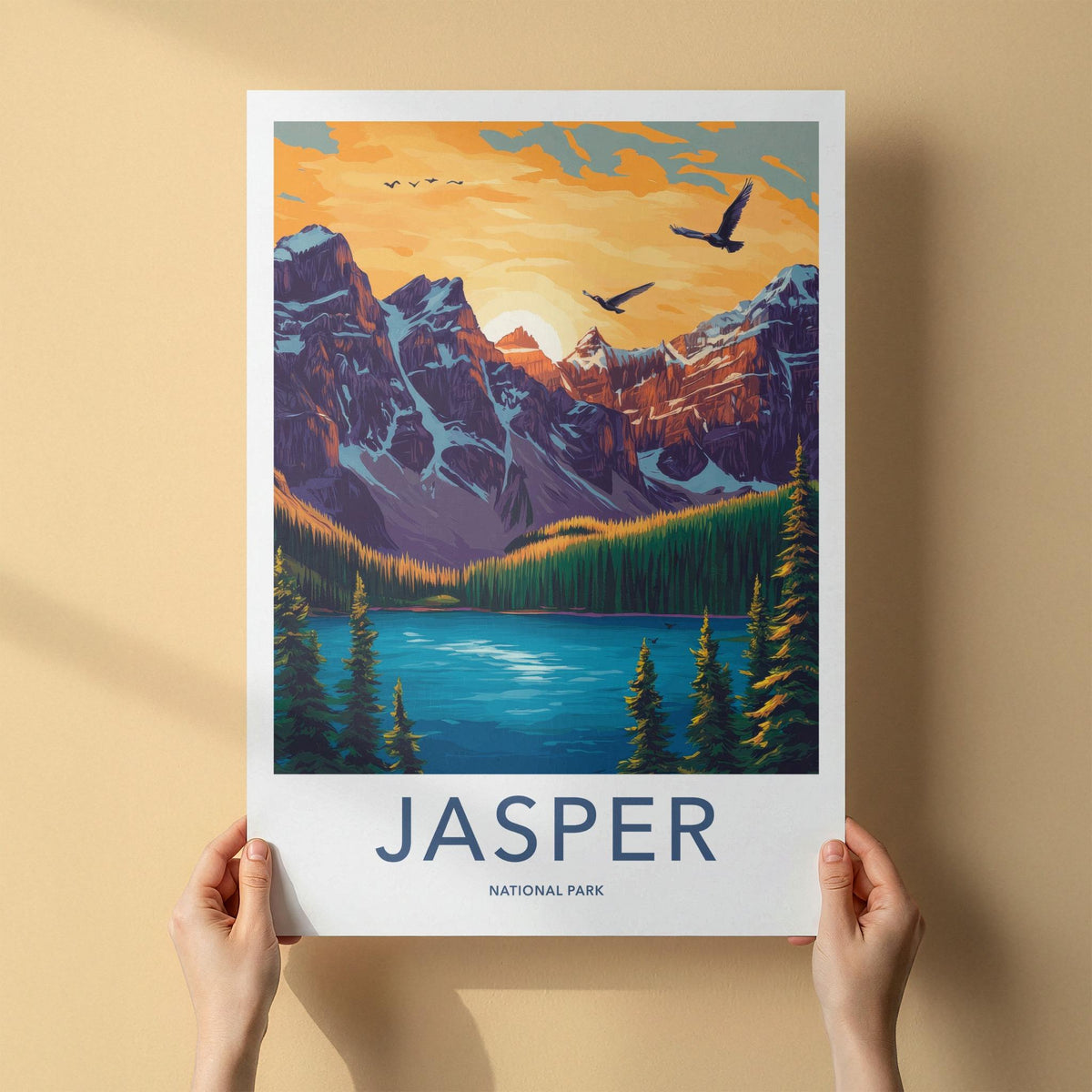 Jasper National Park Poster - Mountain Landscape Print & Wildlife