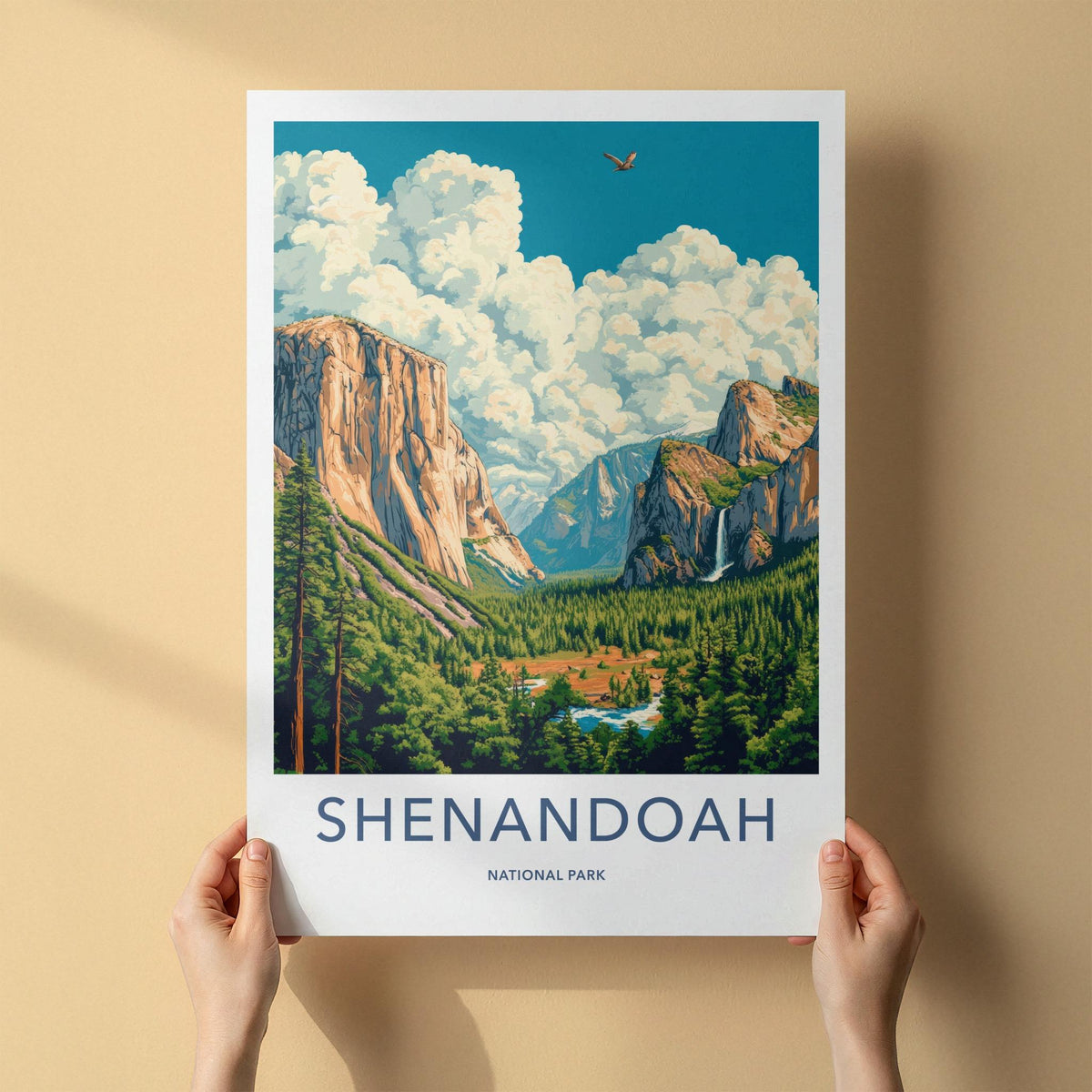 Shenandoah National Park Poster - Mountain Wall Art With Waterfall