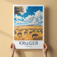 Kruger National Park Poster - Safari Landscape Art With Zebra Herd