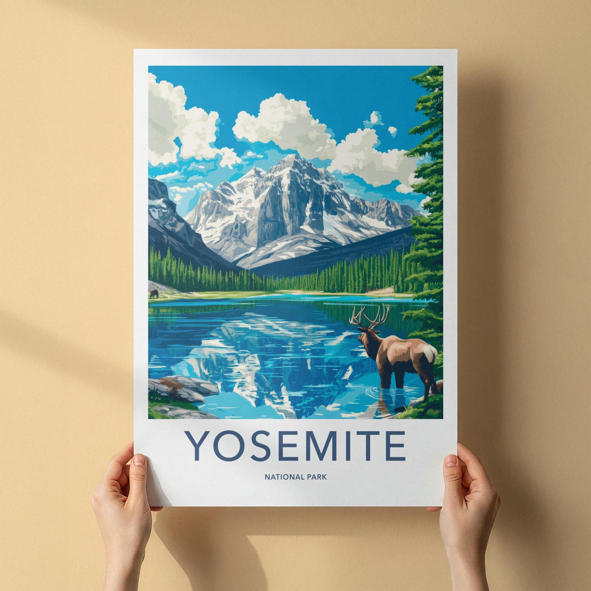 Yosemite National Park Poster - Scenic Mountain Scenery & Wildlife