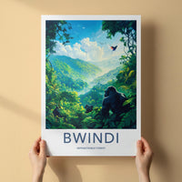 Bwindi National Park Poster - African Travel Art With Gorilla Wall