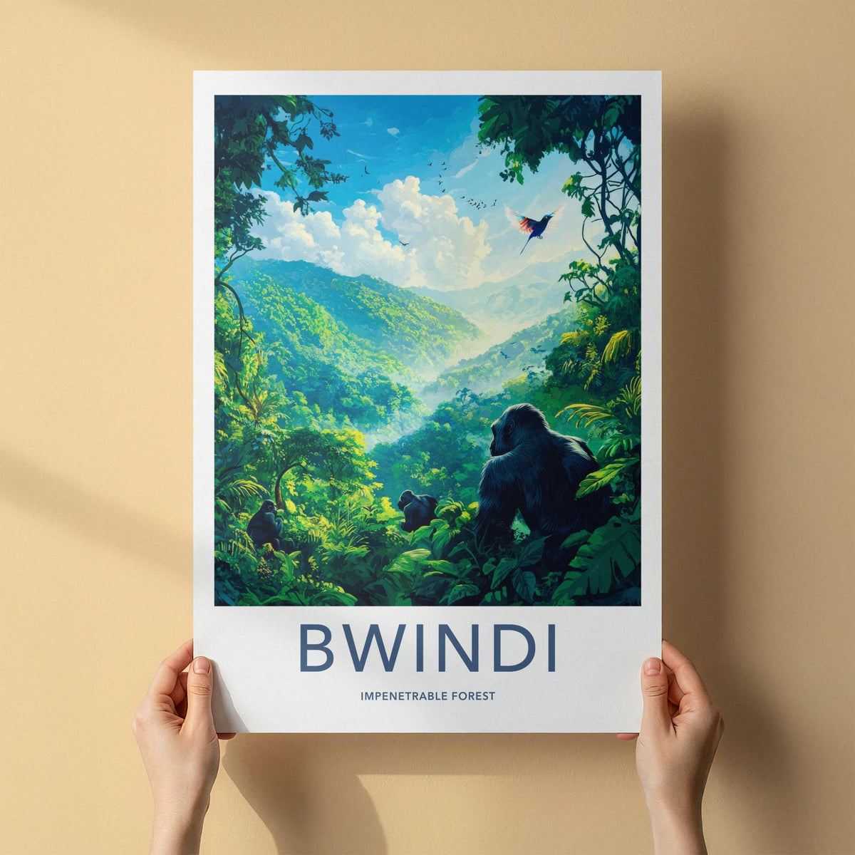 Bwindi National Park Poster - African Travel Art With Gorilla Wall