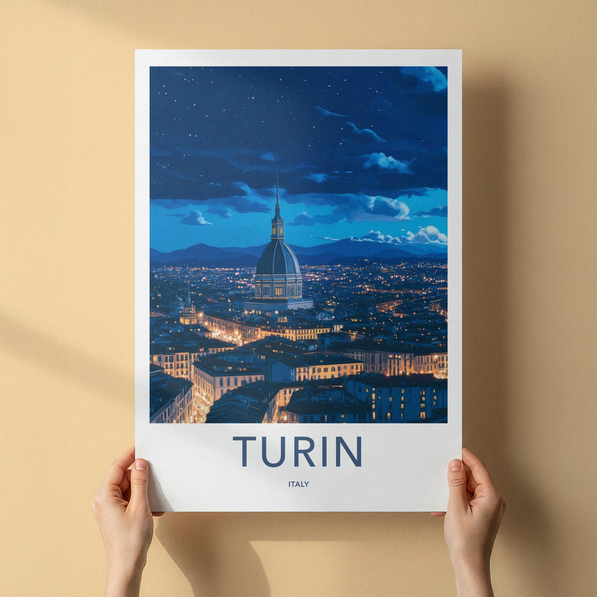 Turin Italy Poster - Stunning Cityscape Print With Mole Antonelliana