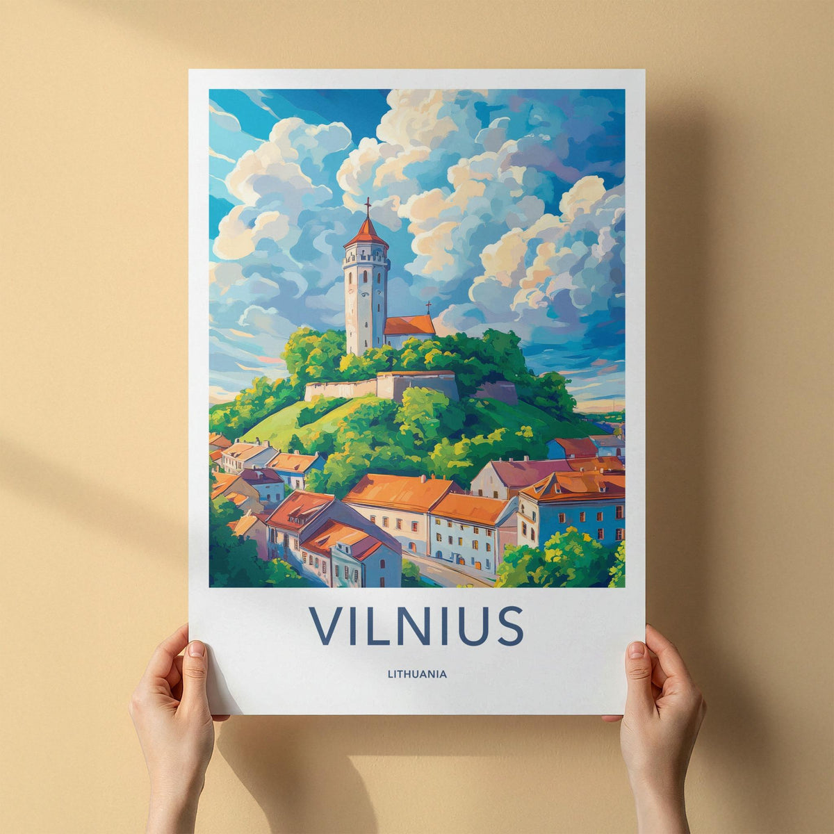 Vilnius Poster - Lithuania Wall Art Featuring Gediminas Tower