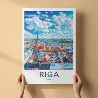 Riga Poster - Latvia Wall Art With Baltic Cityscape Decor & Historic