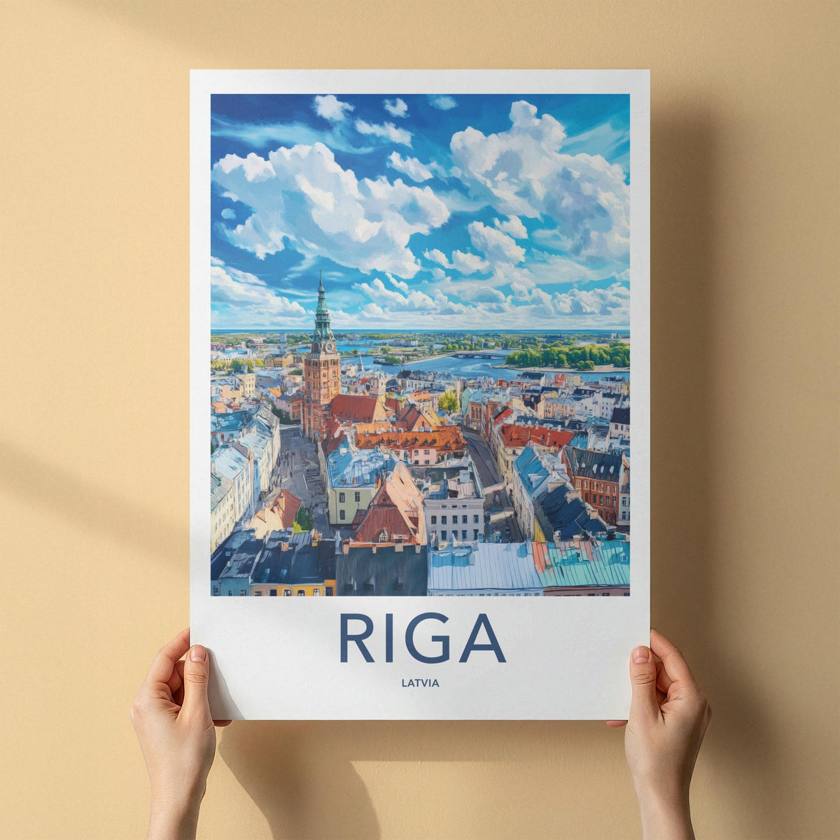 Riga Poster - Latvia Wall Art With Baltic Cityscape Decor & Historic