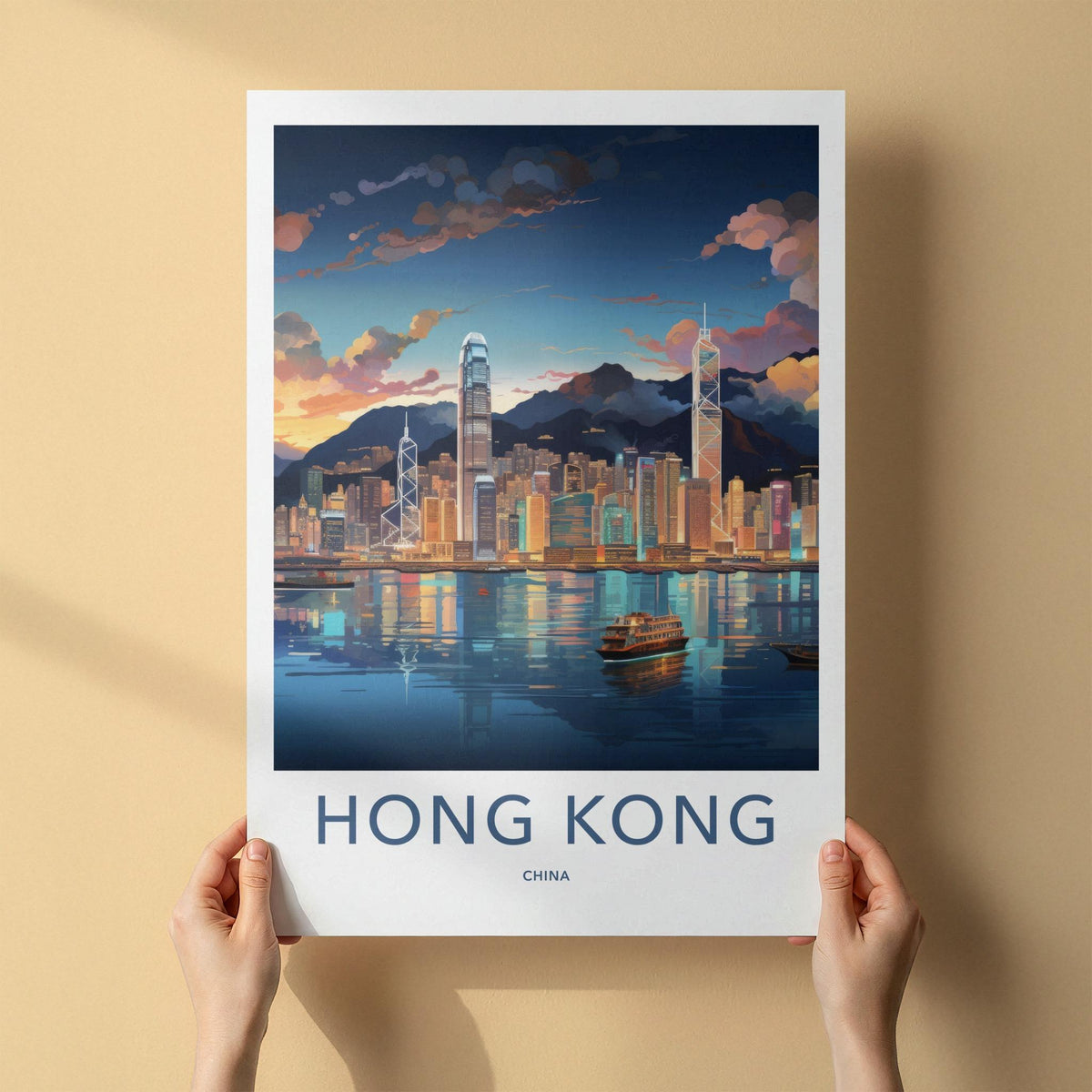 Hong Kong Poster - Cityscape Art & Victoria Harbour Urban Landscape