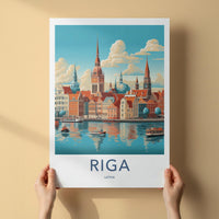 Riga Poster - Latvia Wall Art Featuring Cityscape And Gothic Church