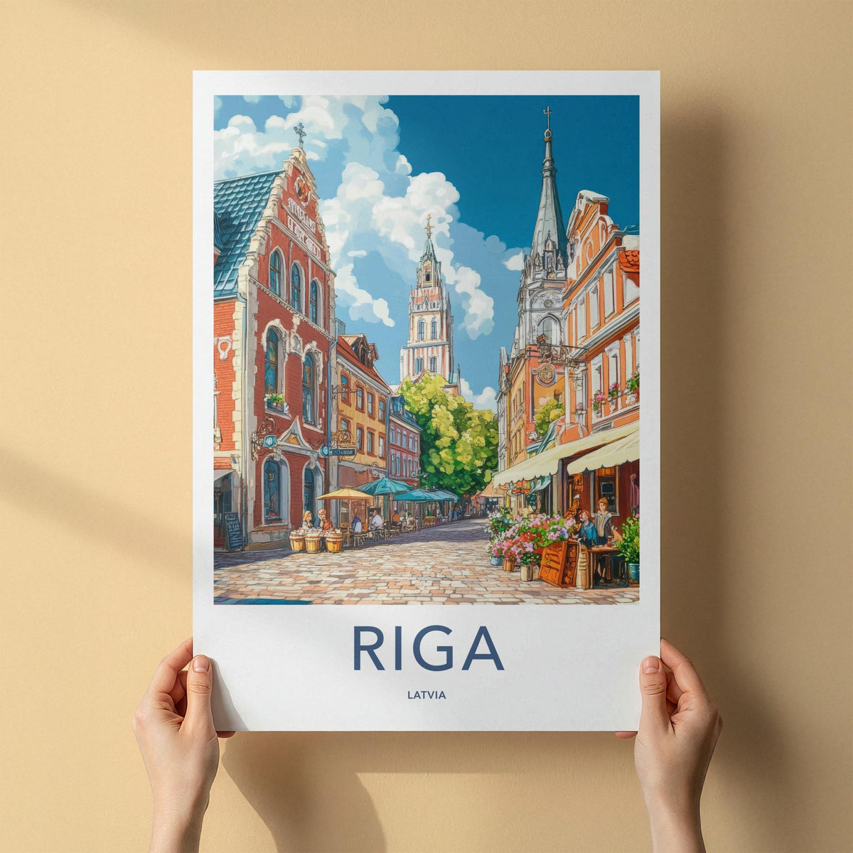 Riga Poster - Latvia Wall Art Featuring Medieval Riga Skyline & St