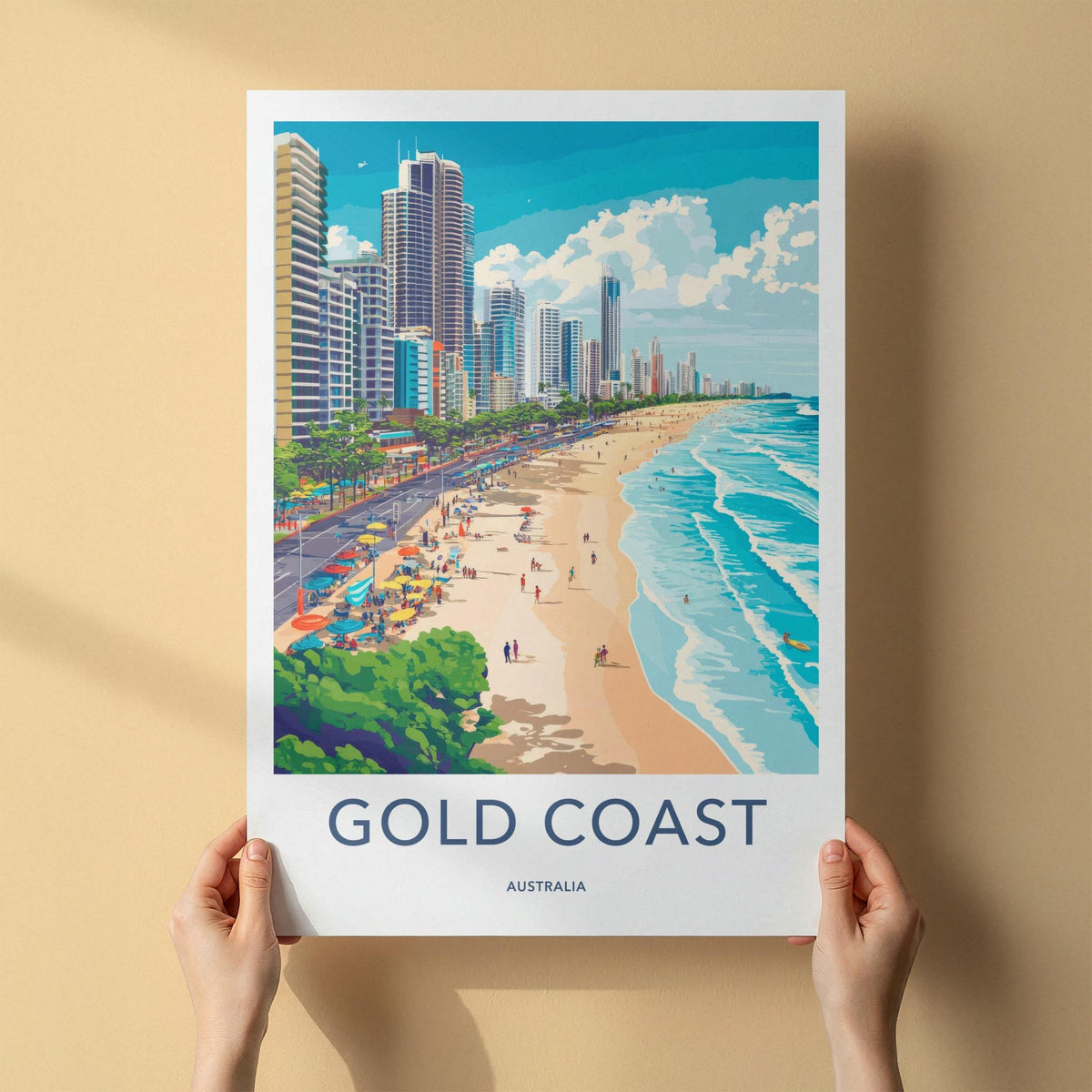 Gold Coast Poster - Vibrant Australia Wall Art With Modern Skyline