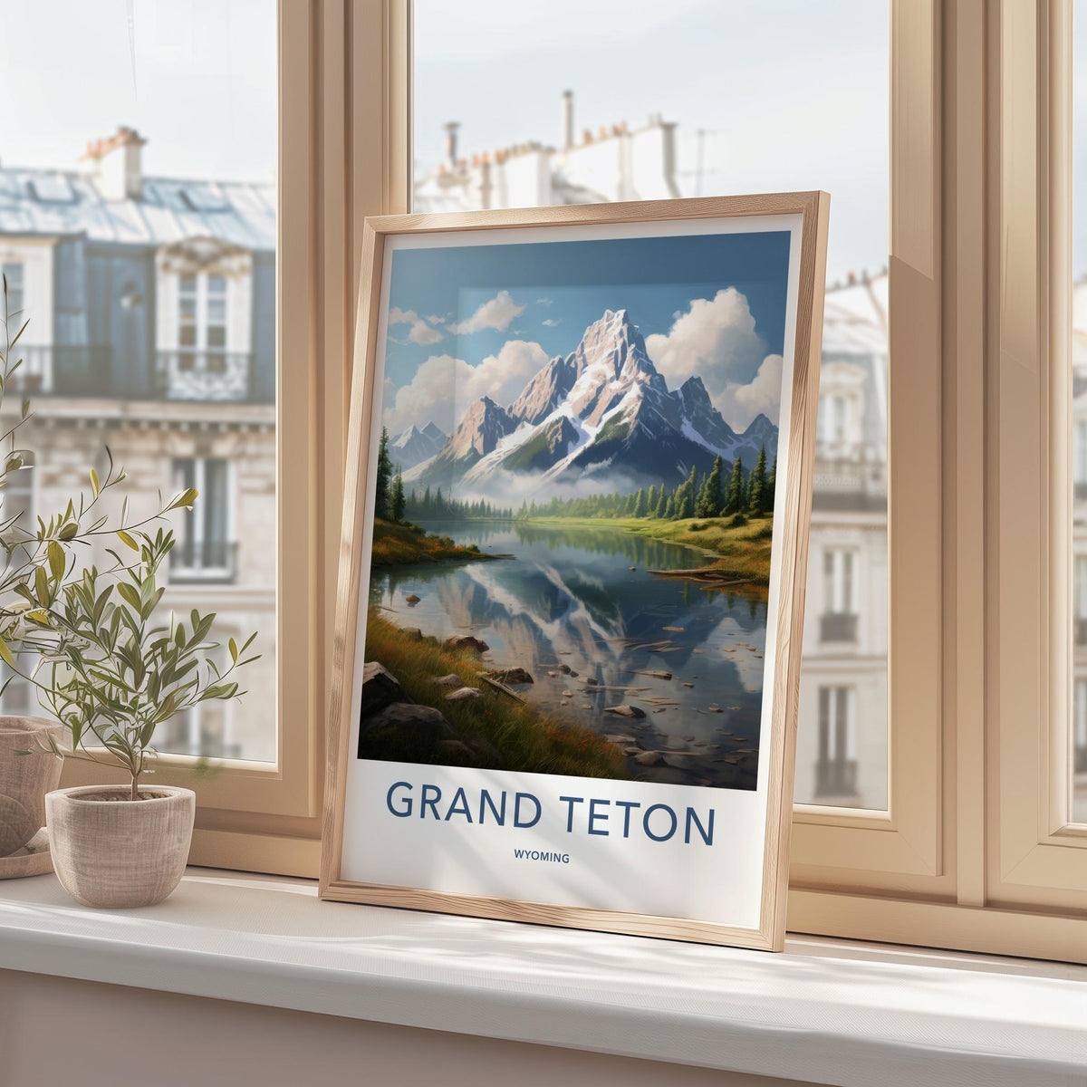 Wyoming Poster - Scenic Mountain Wall Art With Serene Lake Landscape