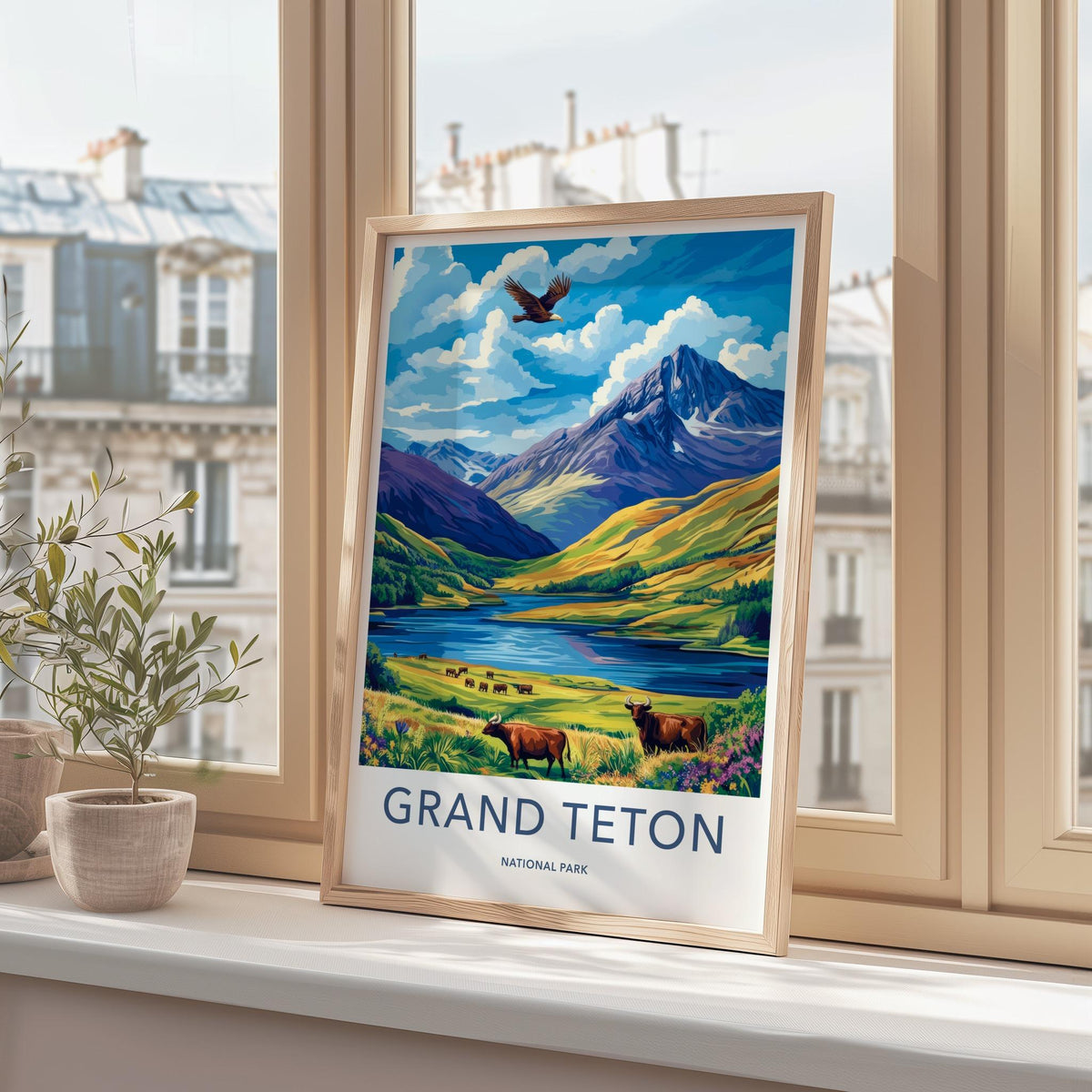 Grand Teton Poster - Scenic Mountain Wall Art With Rustic Home Decor