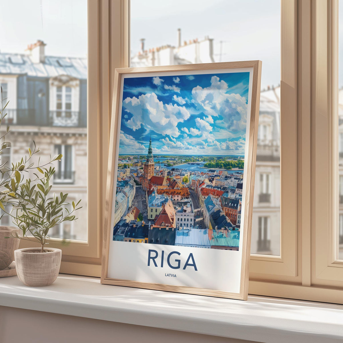 Riga Poster - Latvia Wall Art With Baltic Cityscape Decor & Historic