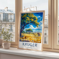 Kruger National Park Poster - Safari Wall Art Featuring Lion
