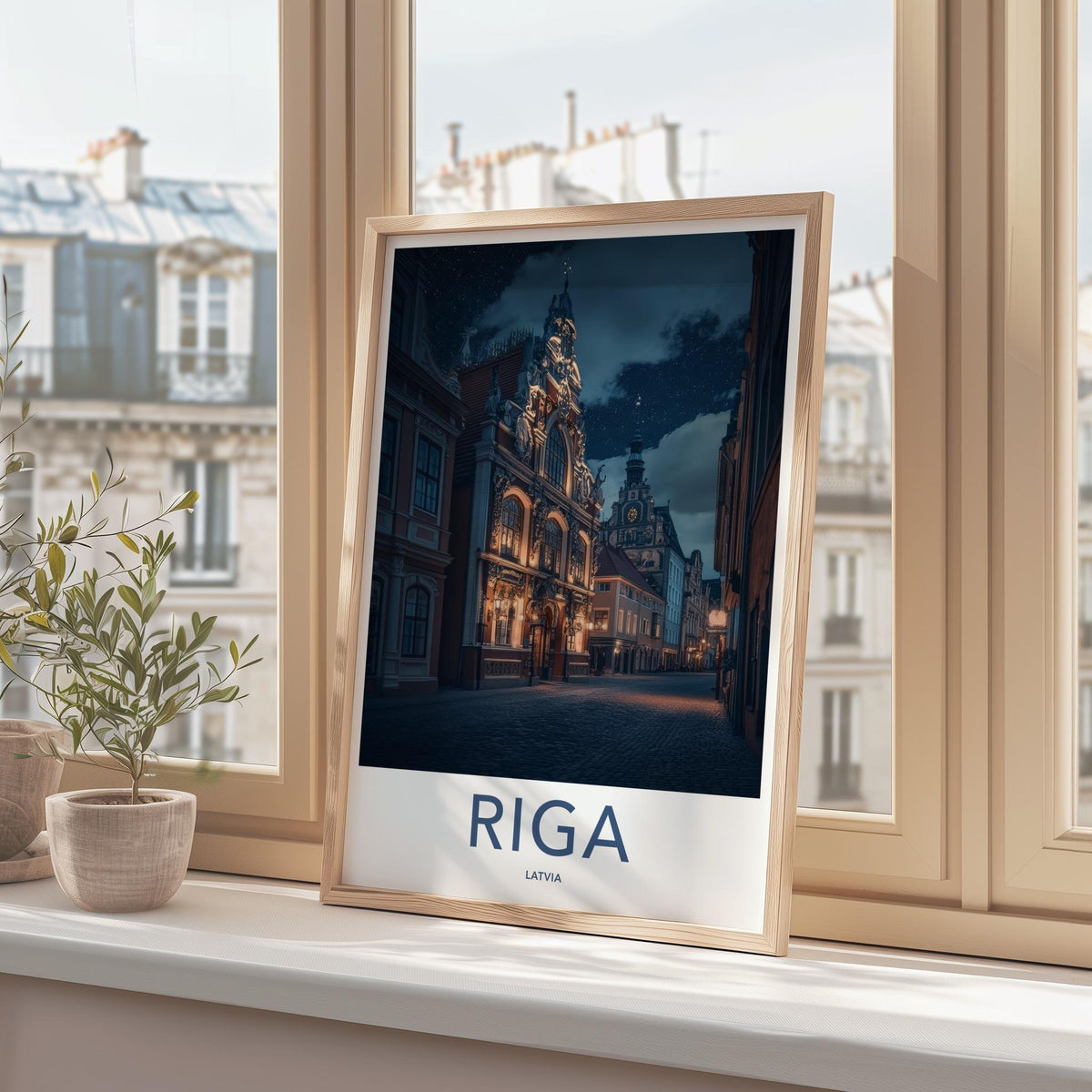 Riga Wall Art - Illuminated Old Town Print