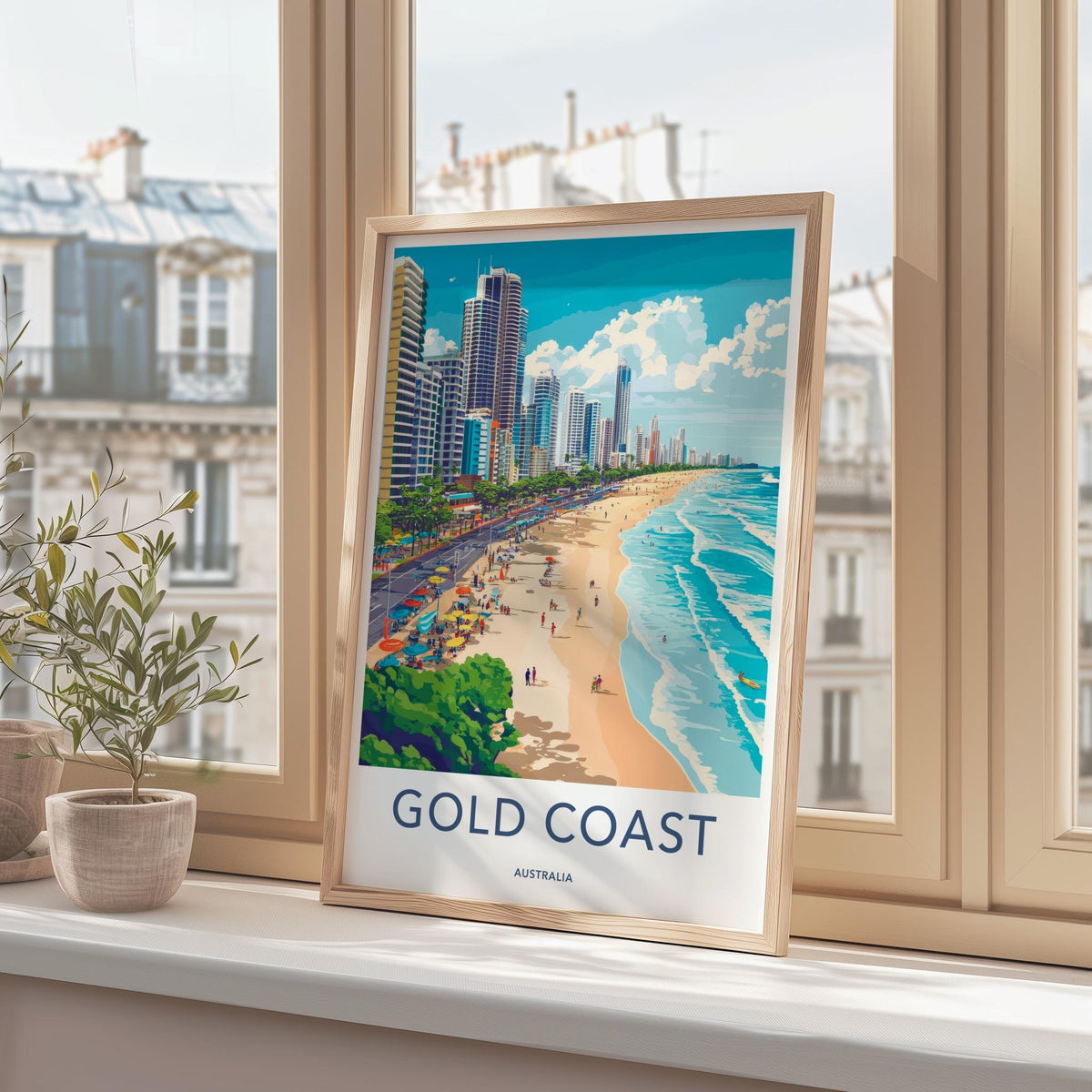 Gold Coast Poster - Vibrant Australia Wall Art With Modern Skyline