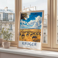 Kruger National Park Poster - Safari Landscape Art With Zebra Herd