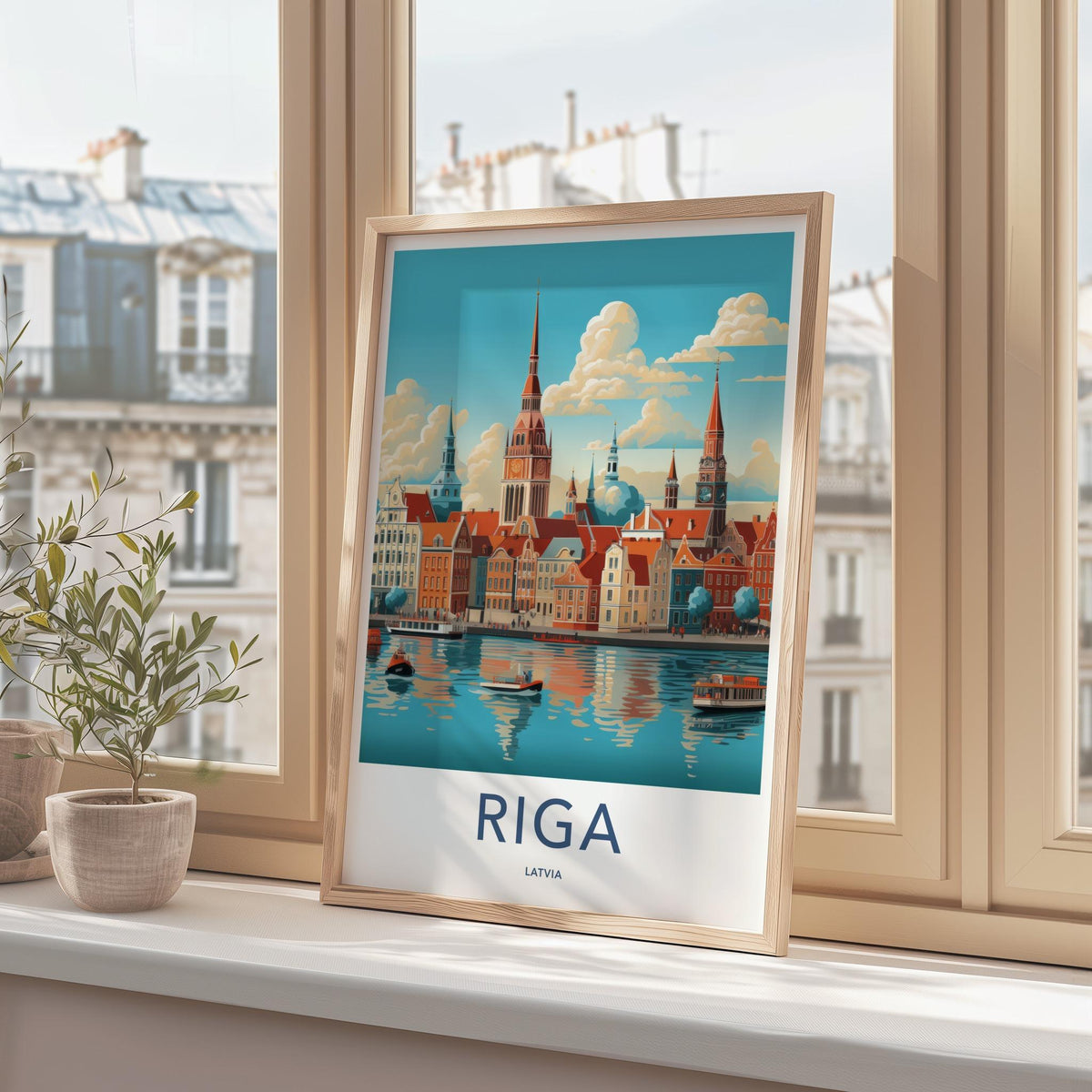 Riga Poster - Latvia Wall Art Featuring Cityscape And Gothic Church