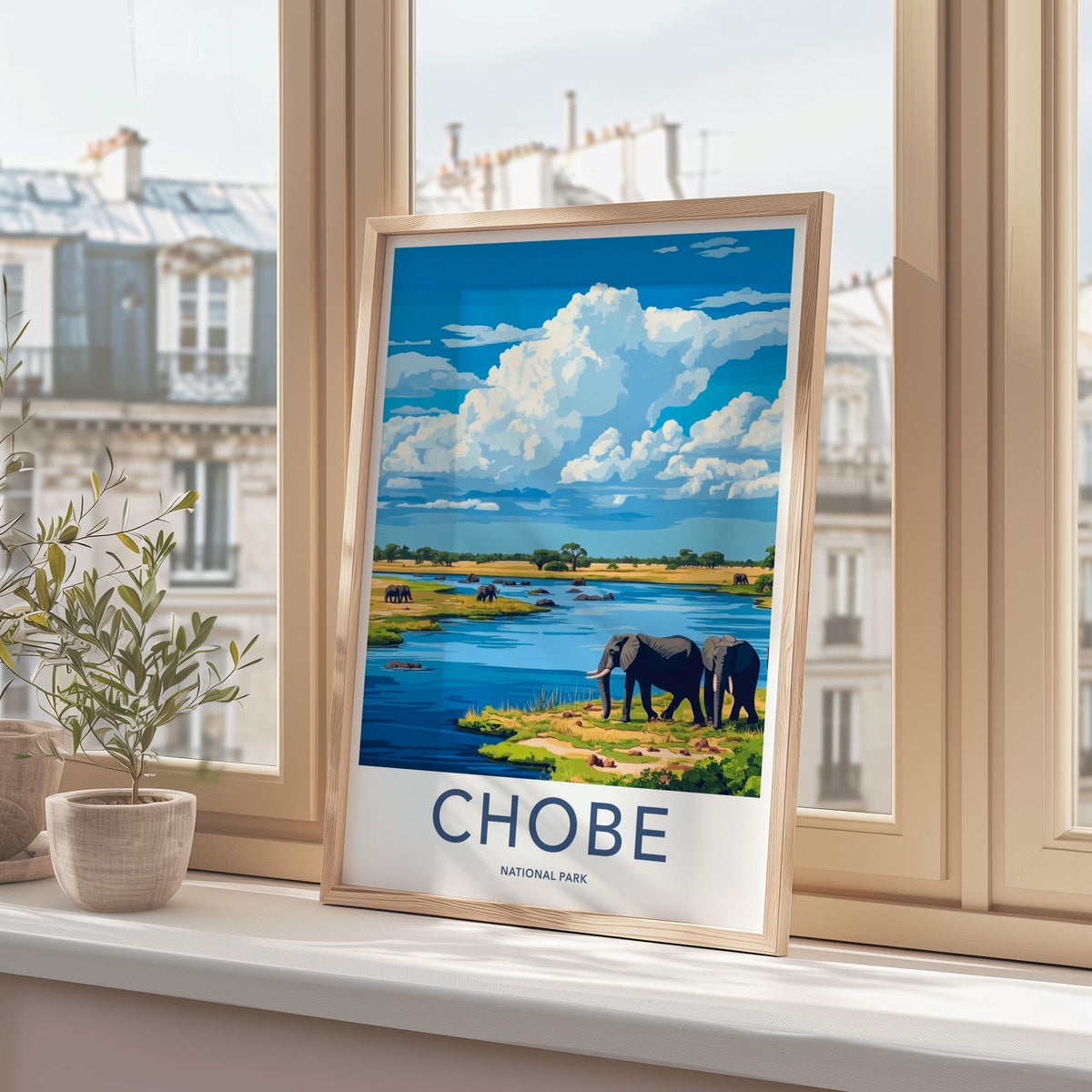 Chobe National Park Poster - Wildlife Wall Art Featuring Elephants