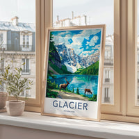Glacier National Park Poster - Montana Wall Art With Mountain