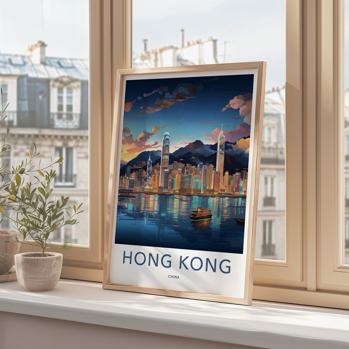 Hong Kong Poster - Cityscape Art & Victoria Harbour Urban Landscape