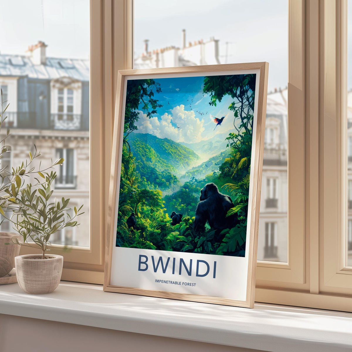Bwindi National Park Poster - African Travel Art With Gorilla Wall