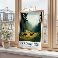 Karkonosze National Park Poster - Brown Bear Artwork & Forest