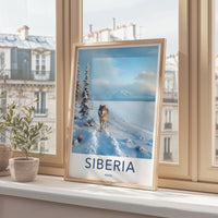 Siberia Poster - Winter Landscape Art With Majestic Forest & Wolf