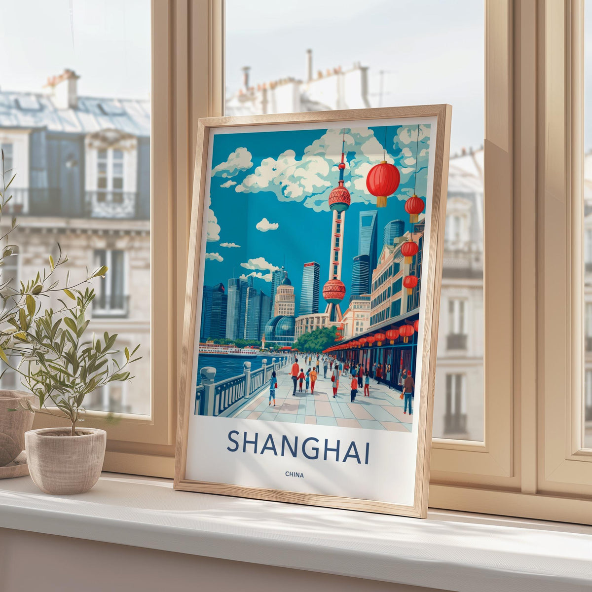 Shanghai Wall Art - Vibrant Cityscape Poster Featuring Oriental Pearl