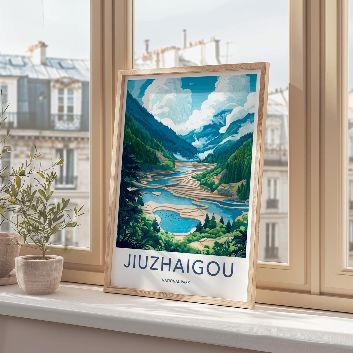 Jiuzhaigou National Park Poster - Turquoise Lake Print & Tibetan