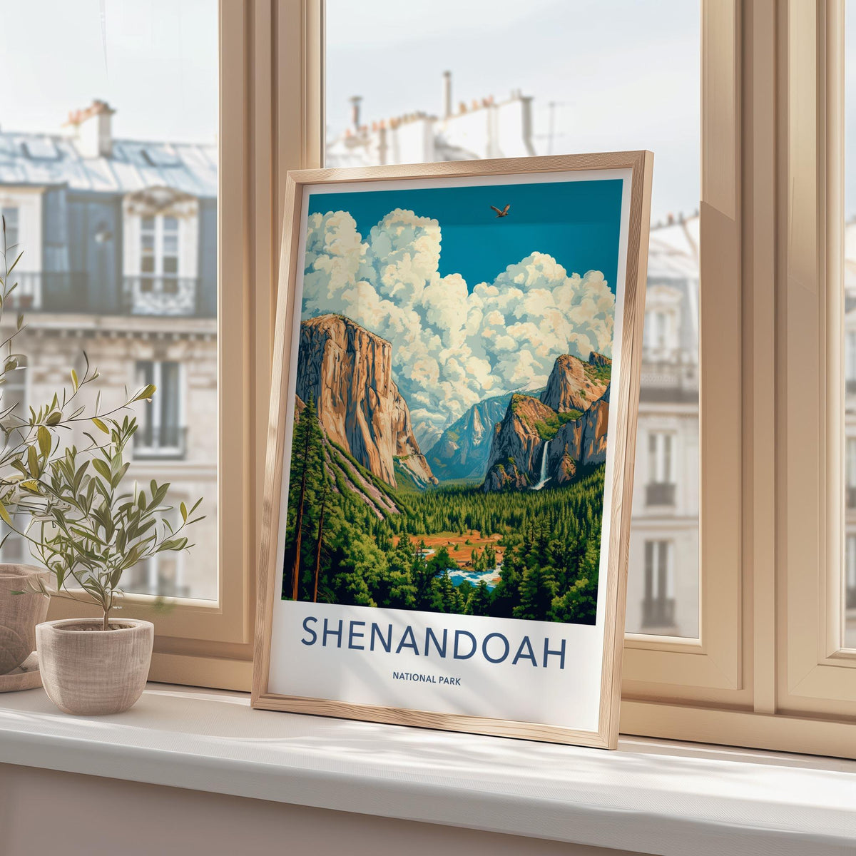 Shenandoah National Park Poster - Mountain Wall Art With Waterfall