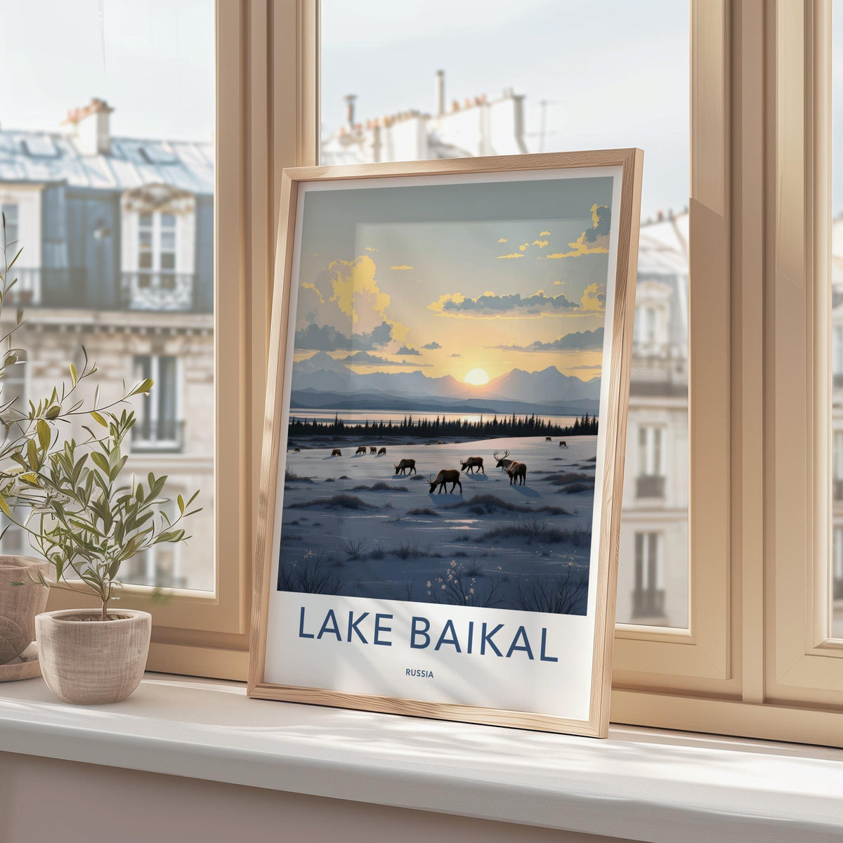 Lake Baikal Poster - Scenic Russia Wall Art With Mountain Sunset