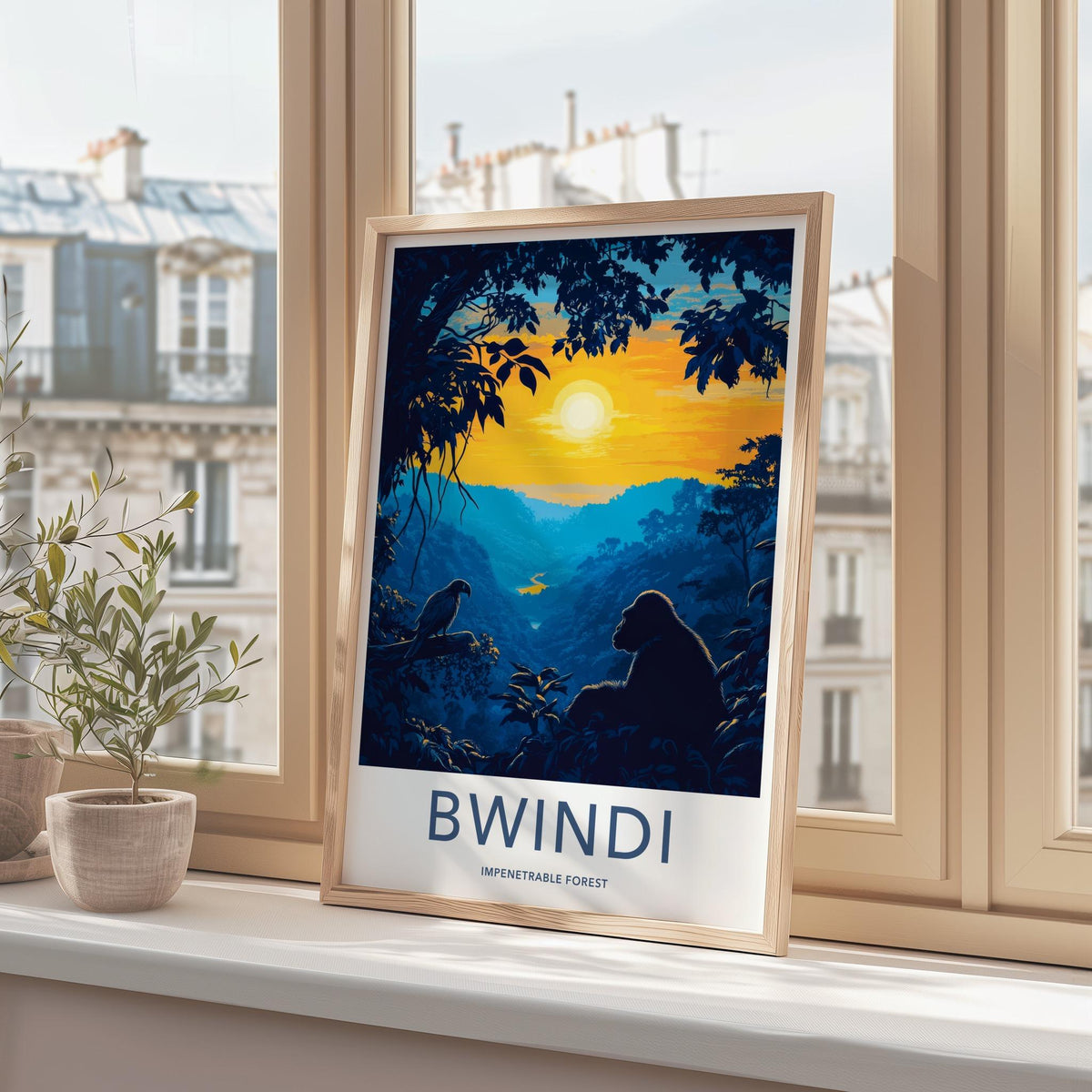 Bwindi National Park Poster - Mountain Gorilla & African Wildlife Art