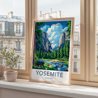 Yosemite National Park Poster - Scenic Forest Wall Art With Mountain