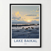 Lake Baikal Poster - Scenic Russia Wall Art With Mountain Sunset