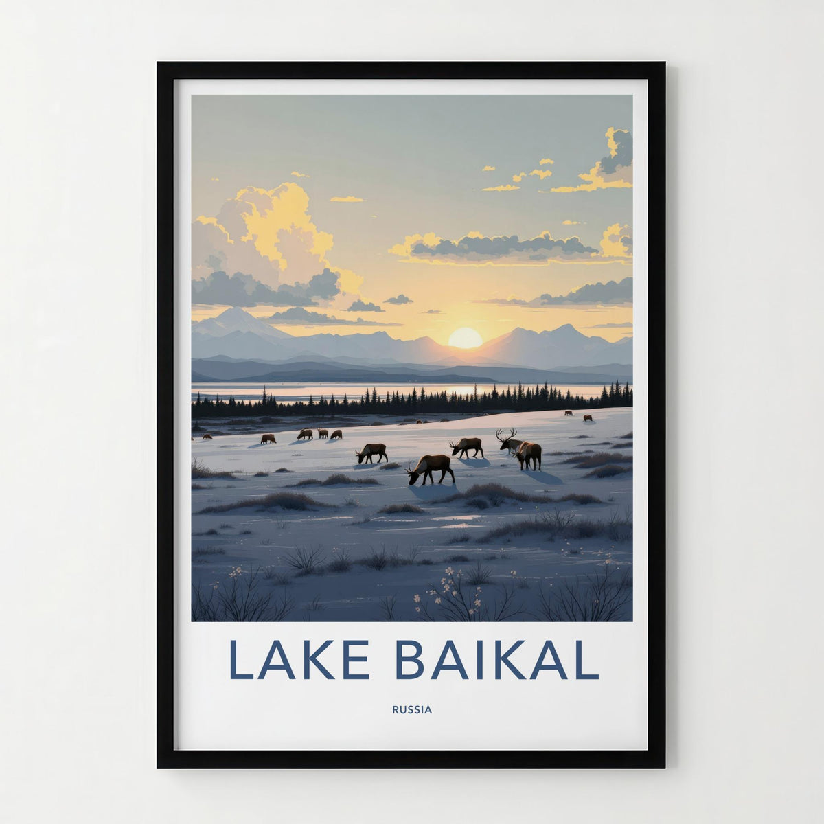 Lake Baikal Poster - Scenic Russia Wall Art With Mountain Sunset