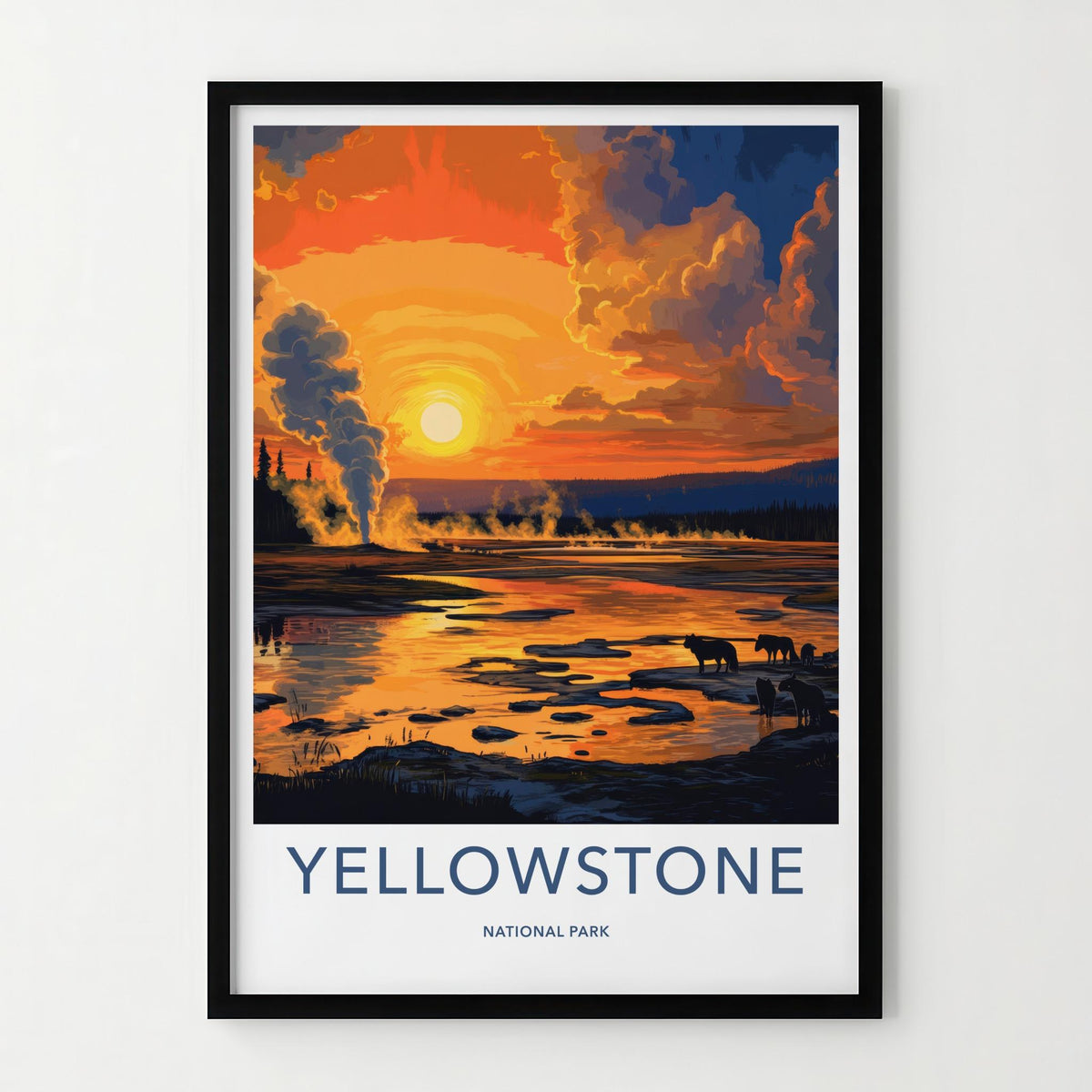 Yellowstone National Park Poster - Serene Landscape & Wildlife Art