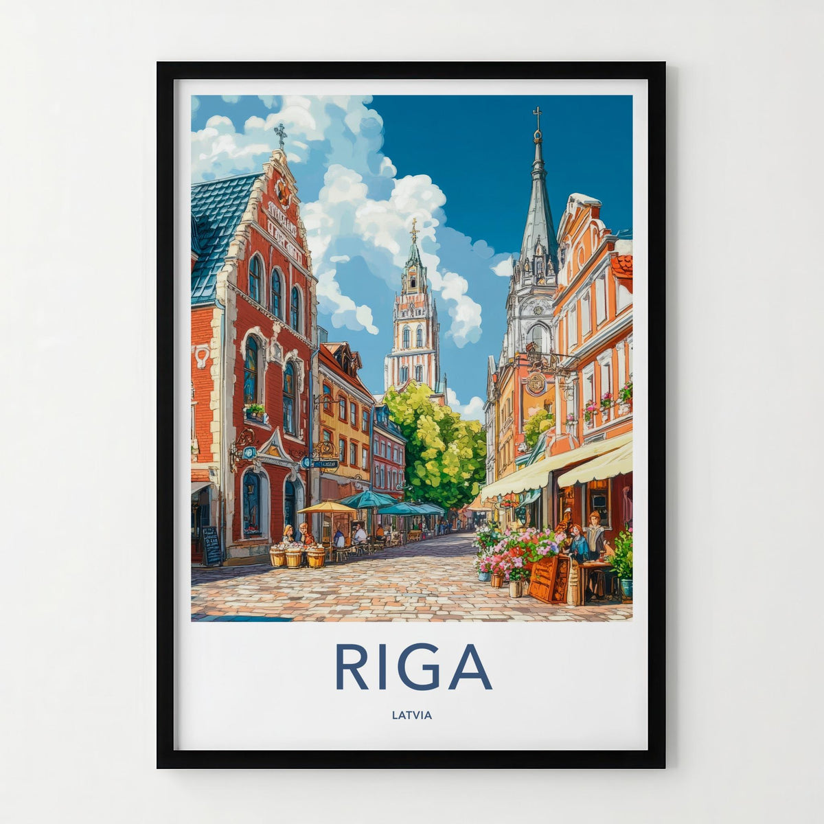 Riga Poster - Latvia Wall Art Featuring Medieval Riga Skyline & St
