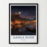 Uttarakhand Wall Art - Indian Cityscape Print With River View