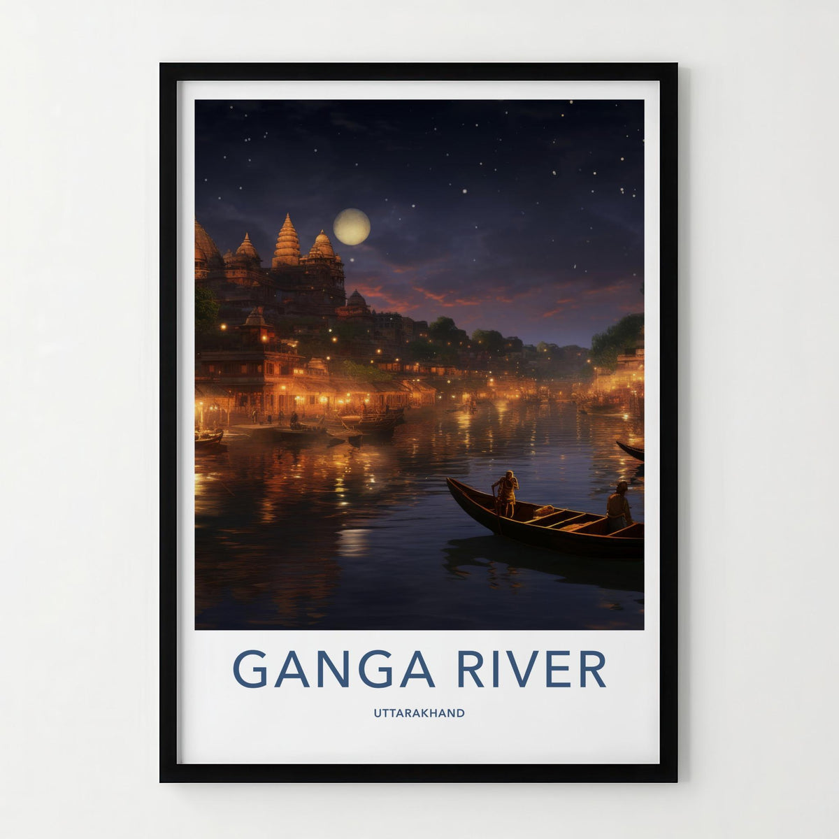Uttarakhand Wall Art - Indian Cityscape Print With River View