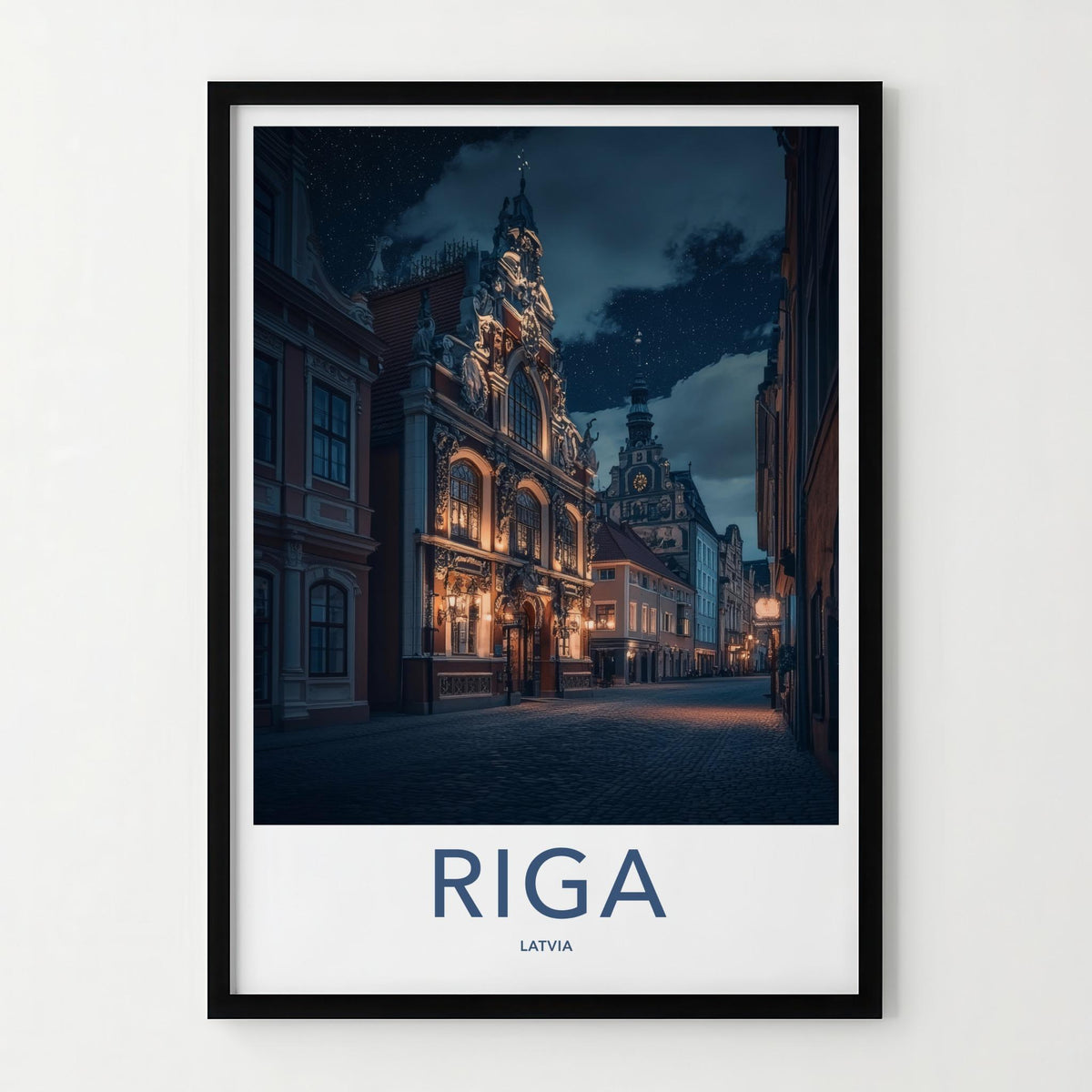Riga Wall Art - Illuminated Old Town Print