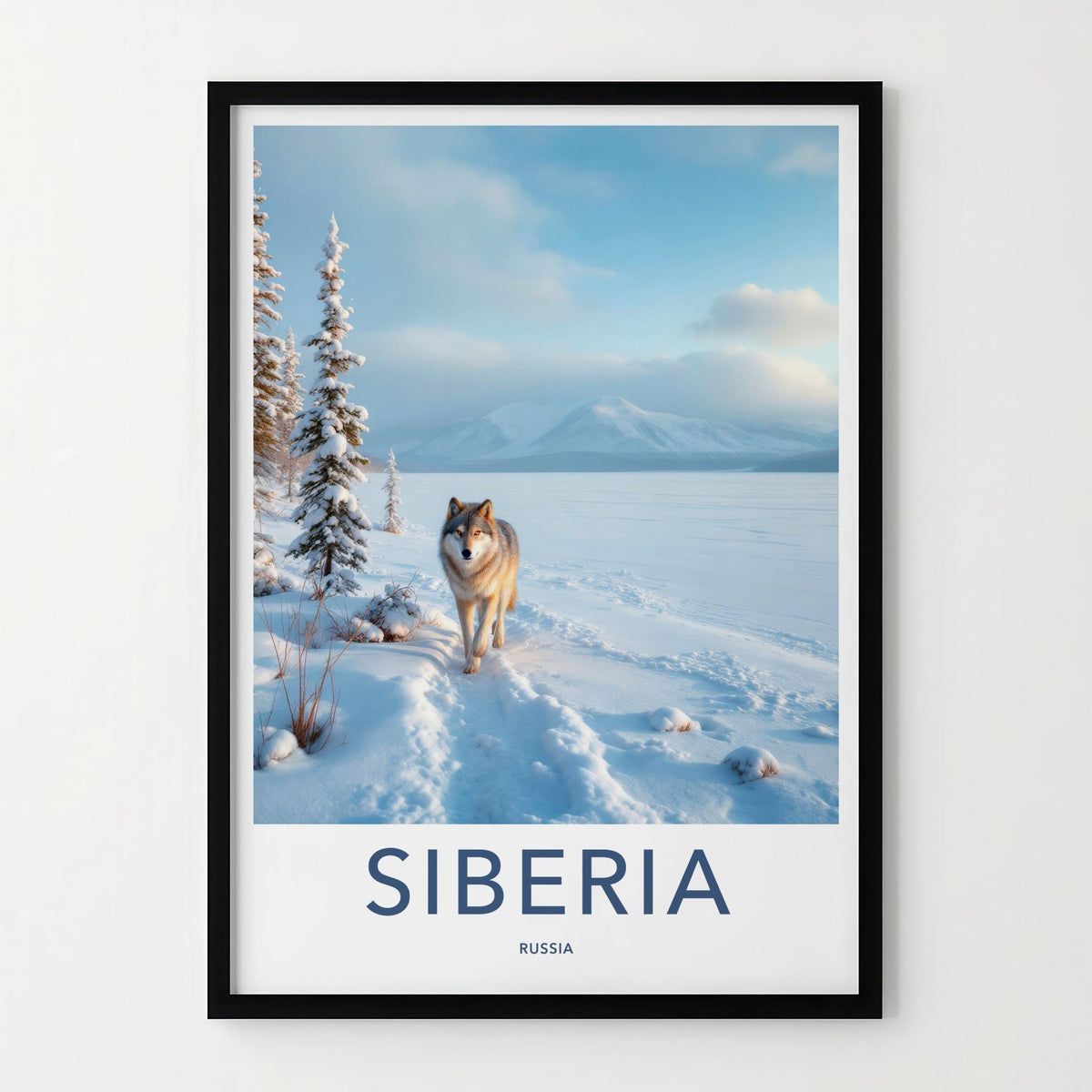 Siberia Poster - Winter Landscape Art With Majestic Forest & Wolf