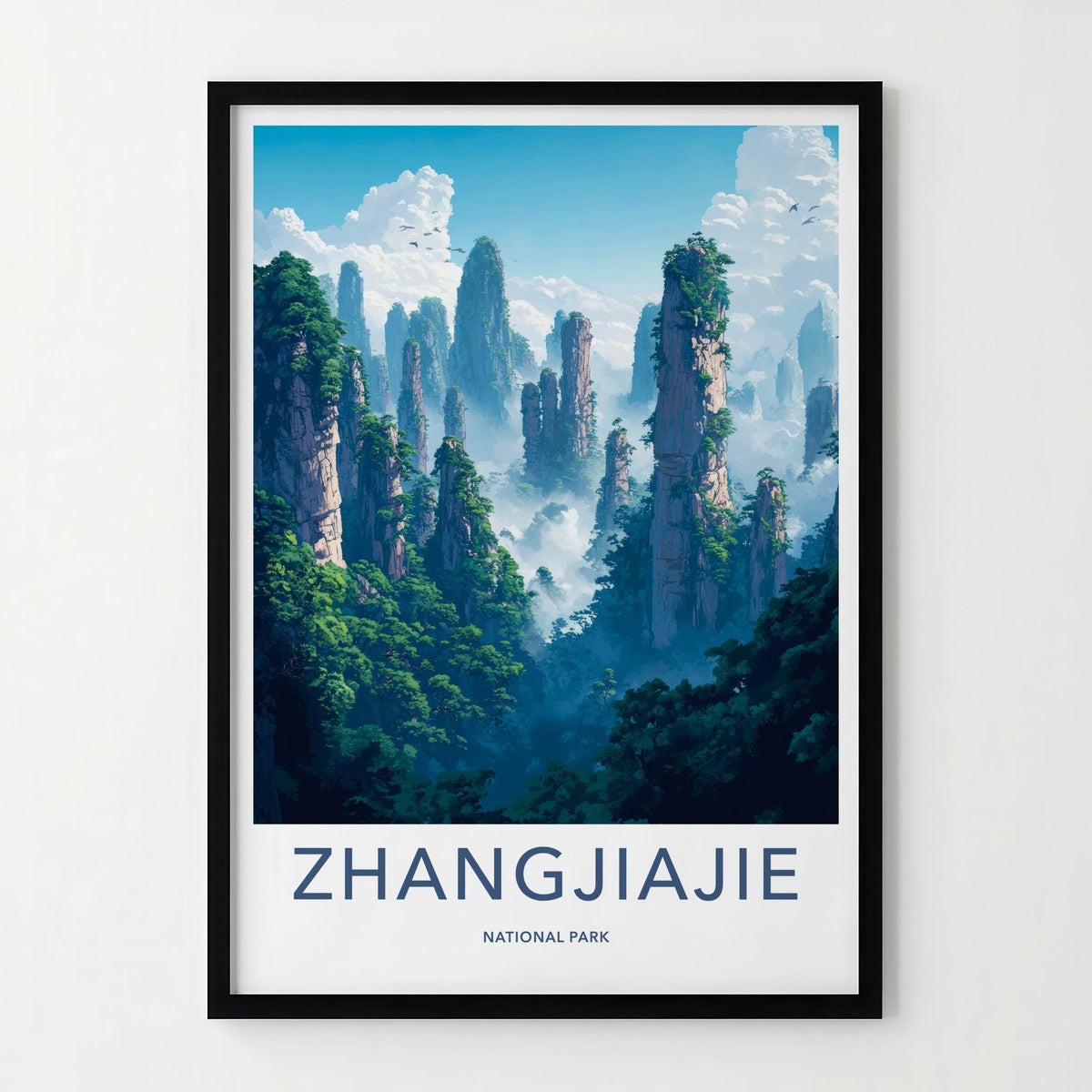 Zhangjiajie Poster - Misty Mountain Wall Art With Sandstone Pillars