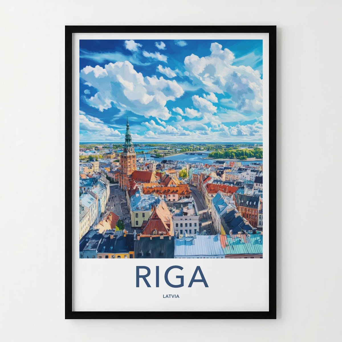Riga Poster - Latvia Wall Art With Baltic Cityscape Decor & Historic