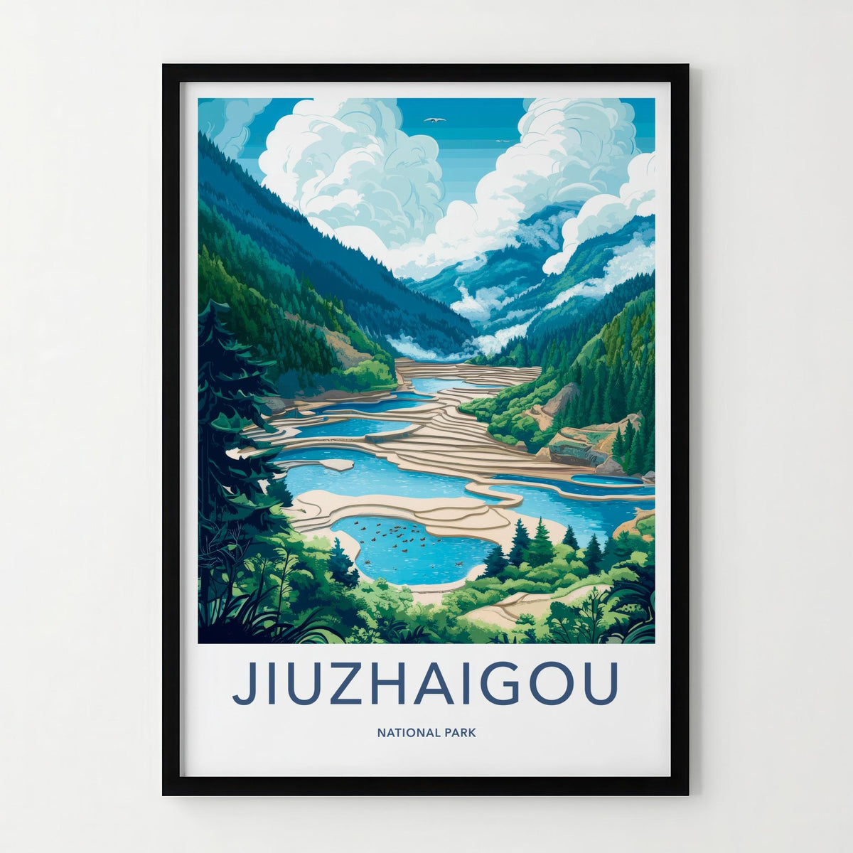 Jiuzhaigou National Park Poster - Turquoise Lake Print & Tibetan