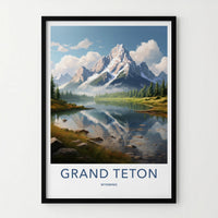Wyoming Poster - Scenic Mountain Wall Art With Serene Lake Landscape